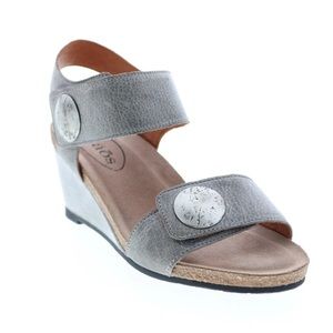Taos Footwear Silver Wedges with Cork Footbed